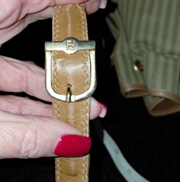 Fendi Vtg Penguin Striped Canvas Bucket Drawstring Crossbody Bag - Picture 16 of 17